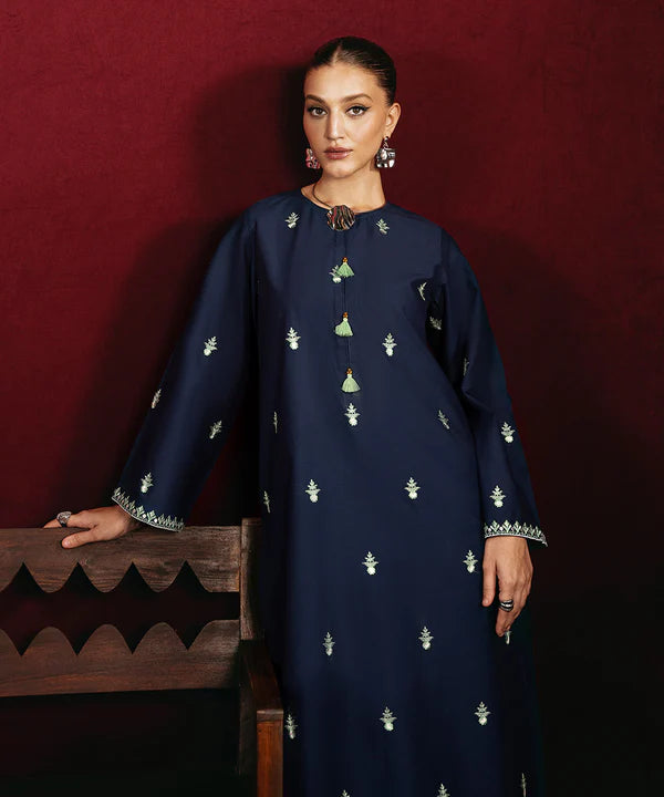 Sapphire- Navy Blue Embroidered Cambric Suit