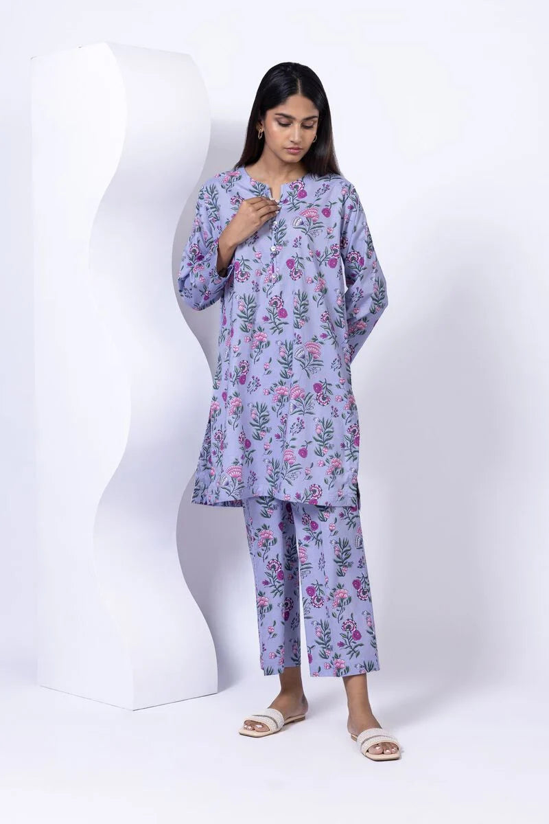 Khaadi- Purple Floral Kurta