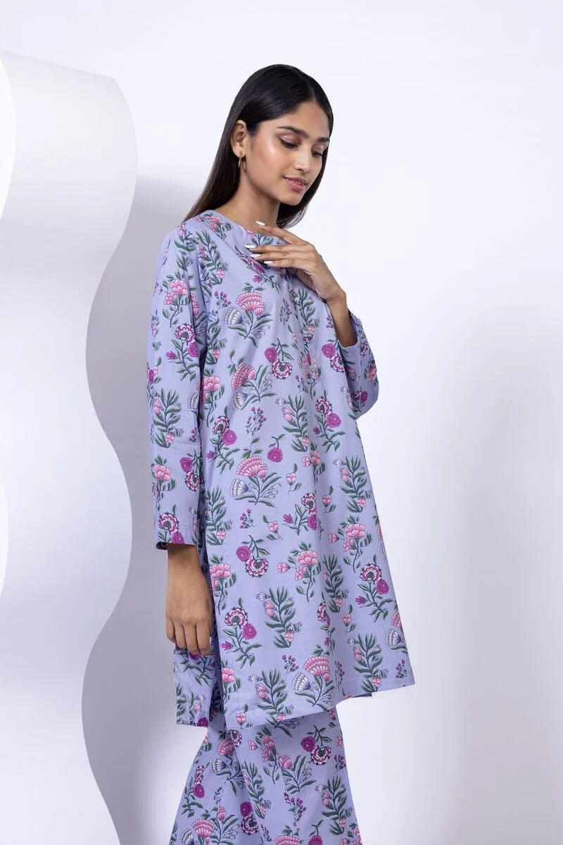 Khaadi- Purple Floral Kurta