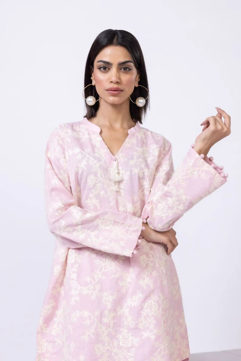 Khaadi- Printed Pink Cotton 2 Pc