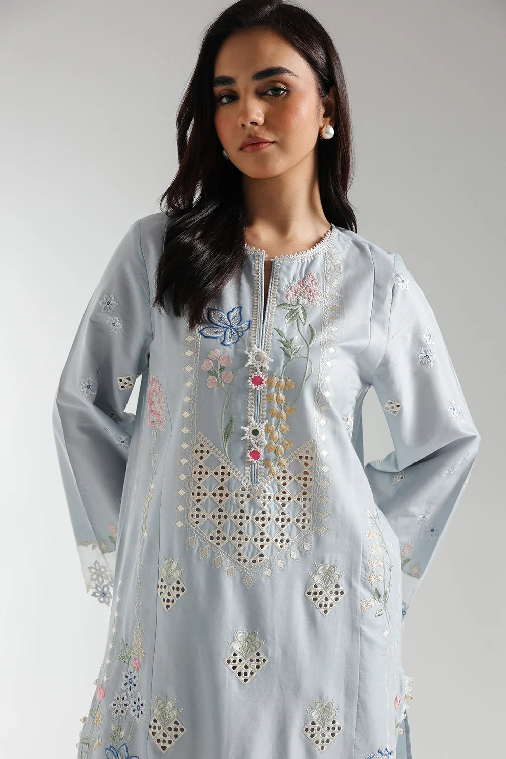 Ethnc- Grey Embroidered 2 PC