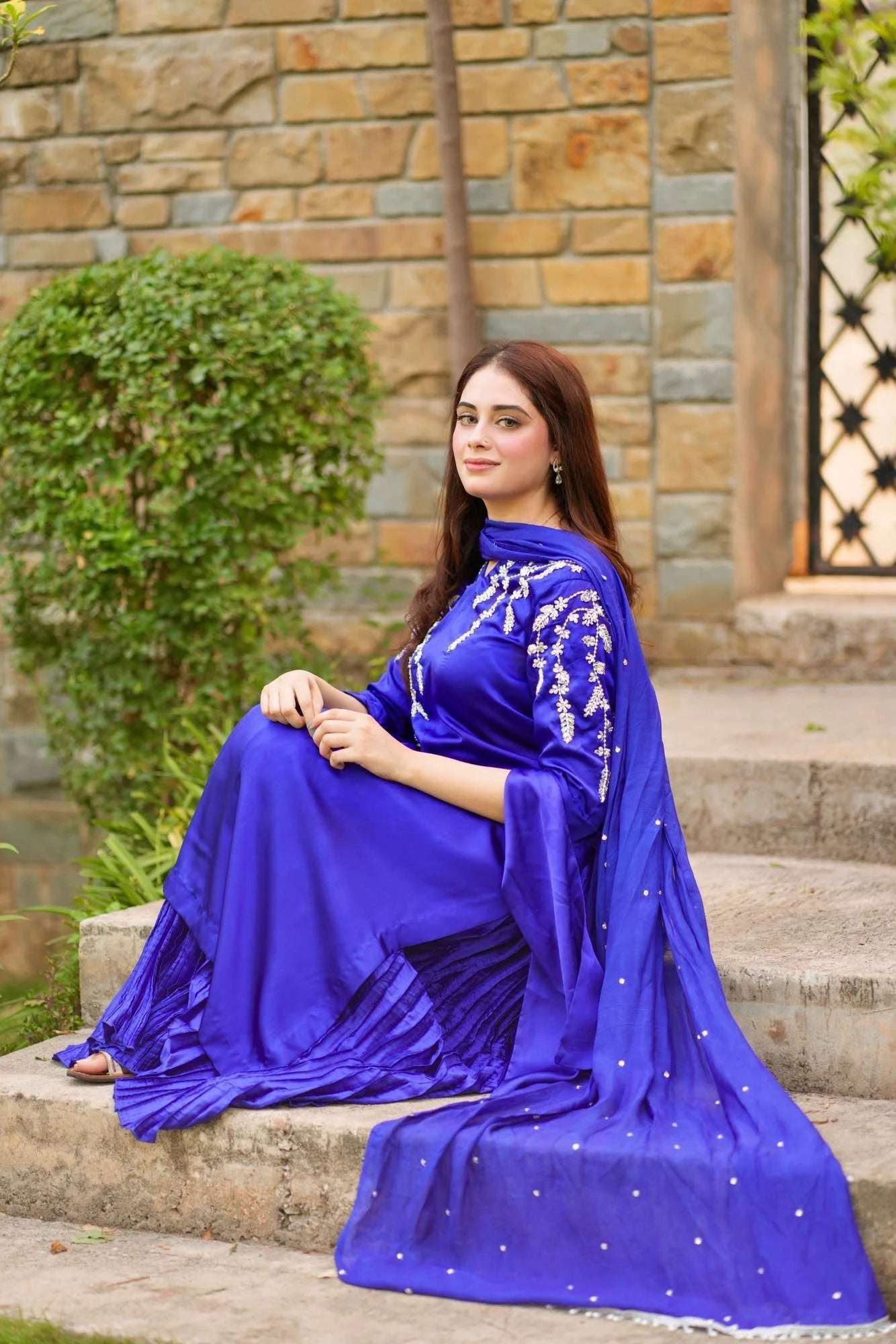 Rivaaj Fashion- Pure silk fabric Royal Blue