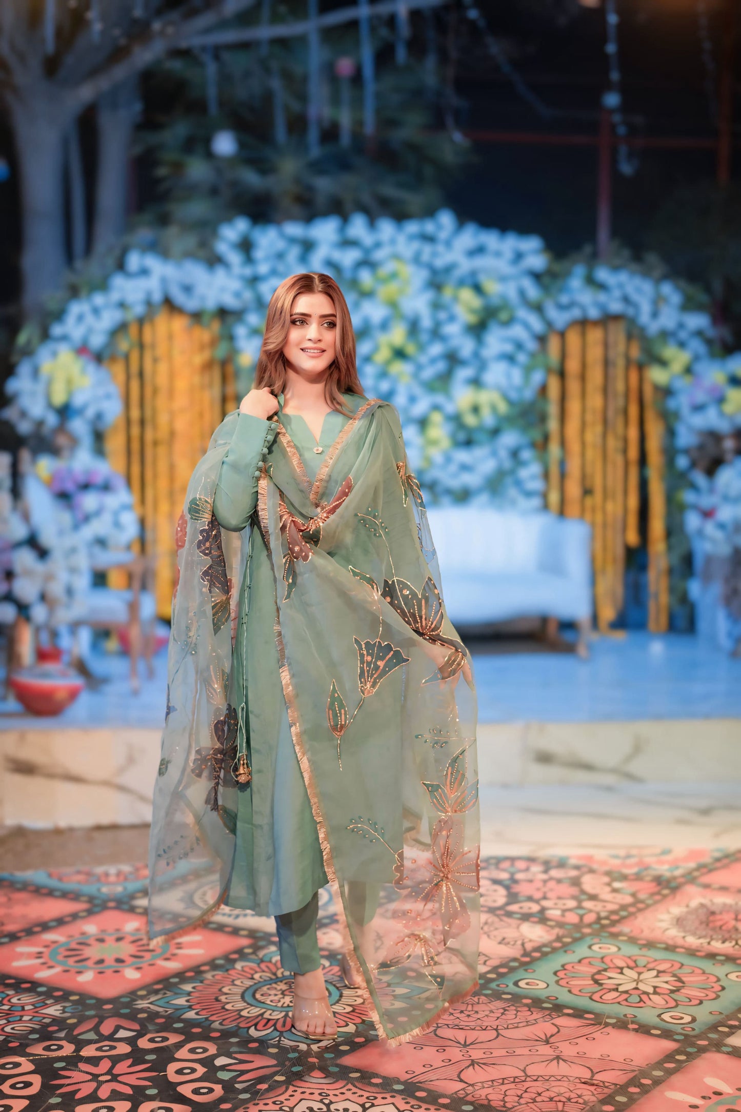 Rivaaj Fashion- Blue Raw Silk 3 Pc