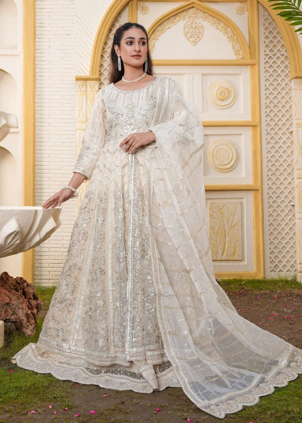 Gulnoor- Organza Ivory Maxi