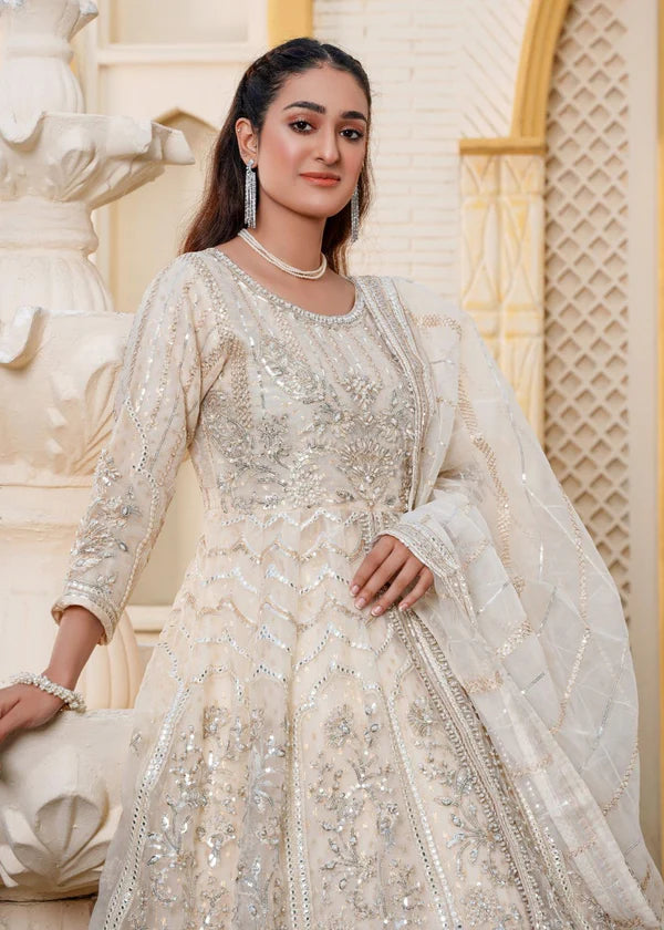 Gulnoor- Organza Ivory Maxi