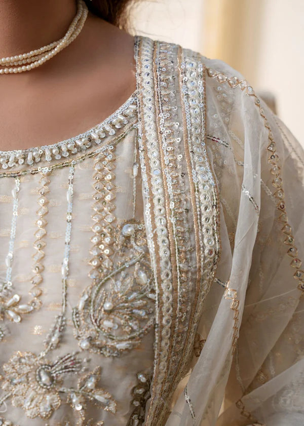 Gulnoor- Organza Ivory Maxi