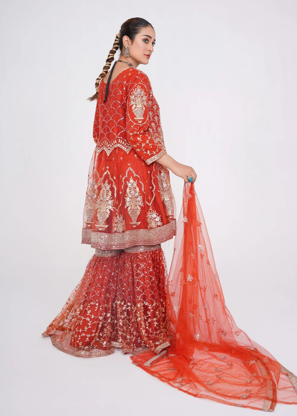 Gulnoor- Orange Gaghra Choli