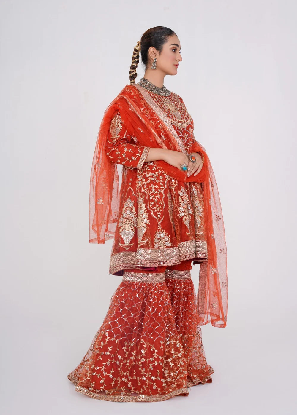 Gulnoor- Orange Gaghra Choli