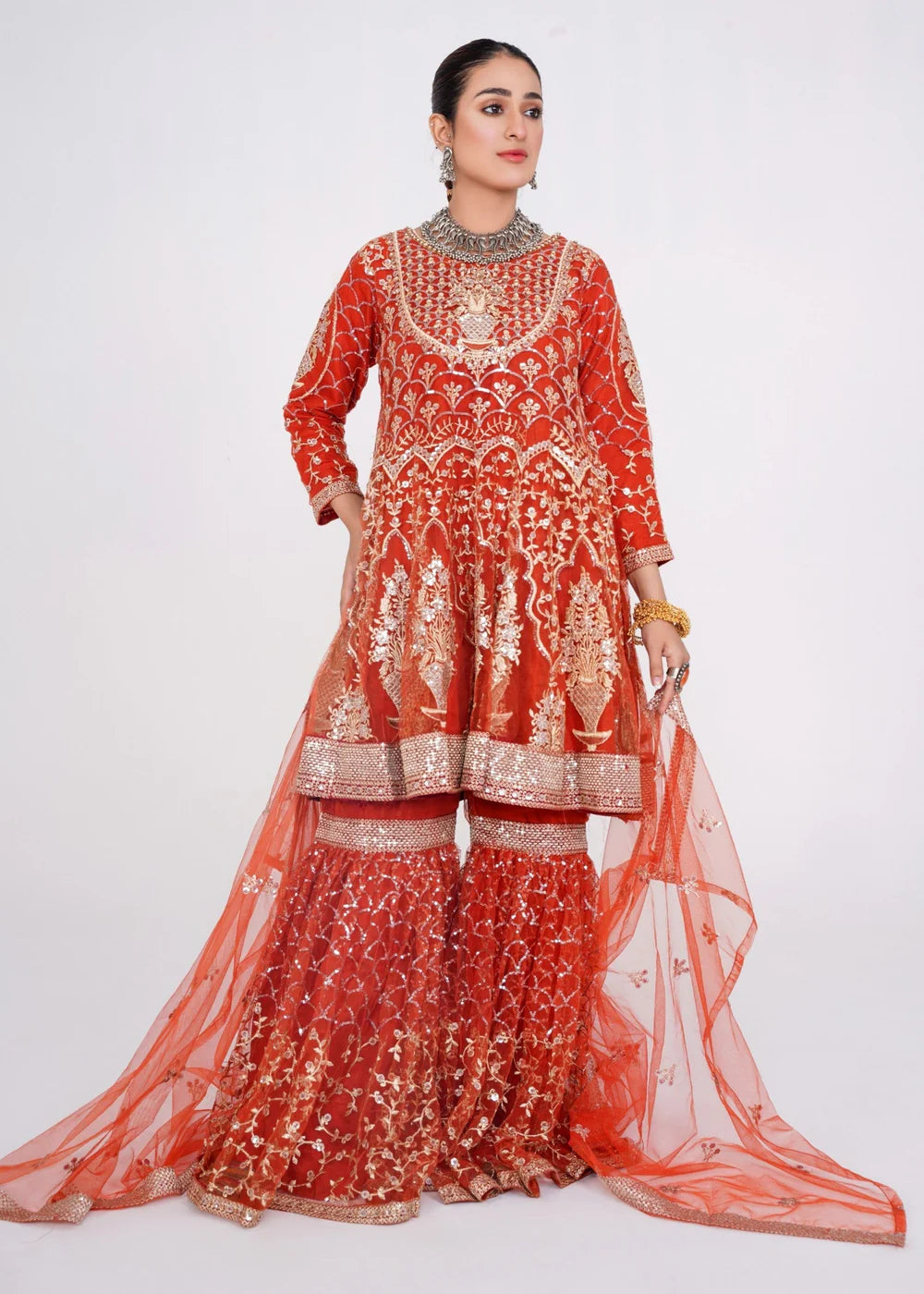 Gulnoor- Orange Gaghra Choli