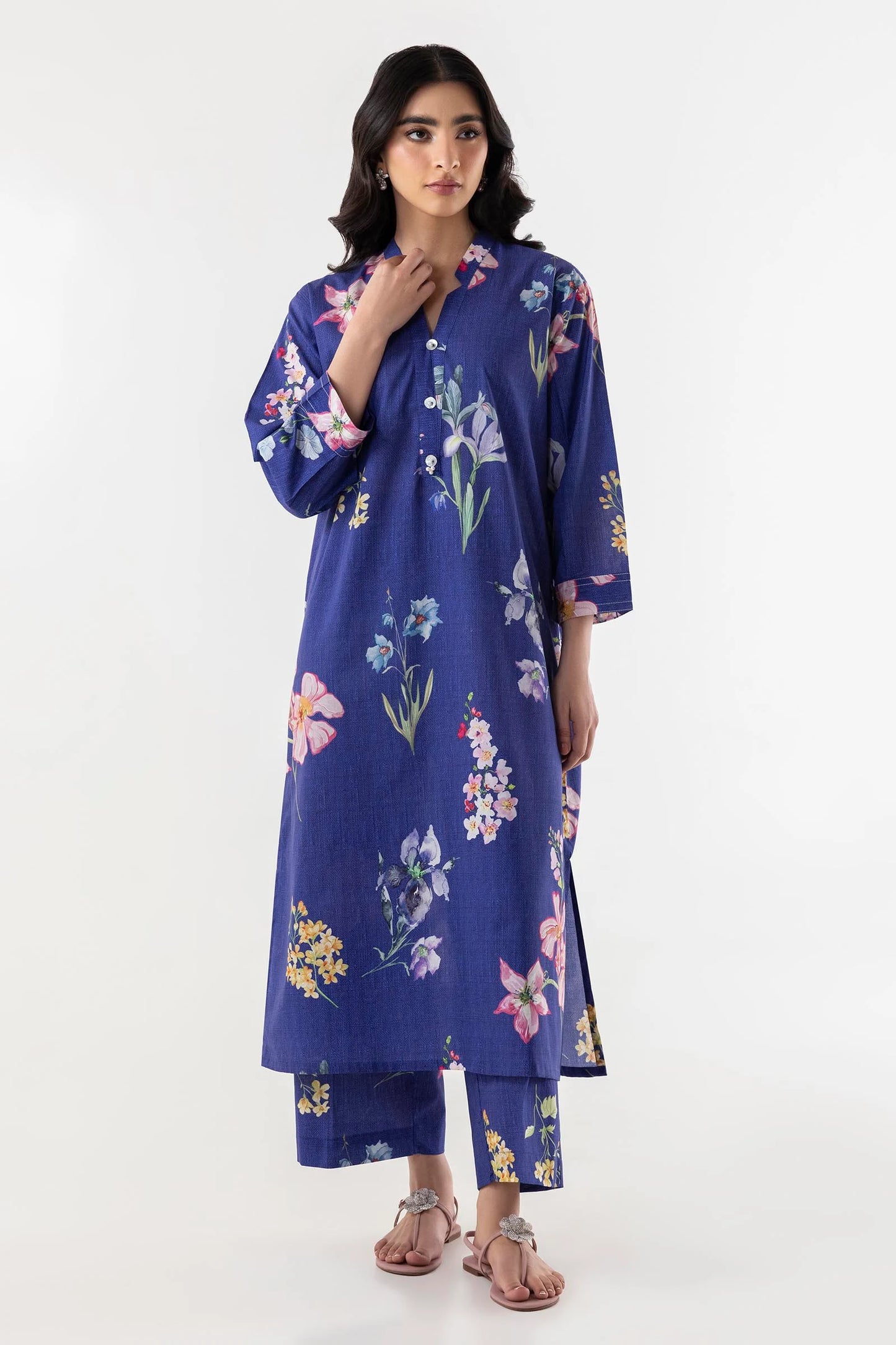 Sana Safinaz- Printed Lawn Shirt + Culotte 2 Pc Suit
