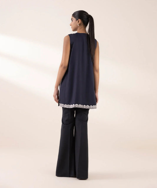 Sapphire- BEmbroidered Dobby Front-Open Shirt