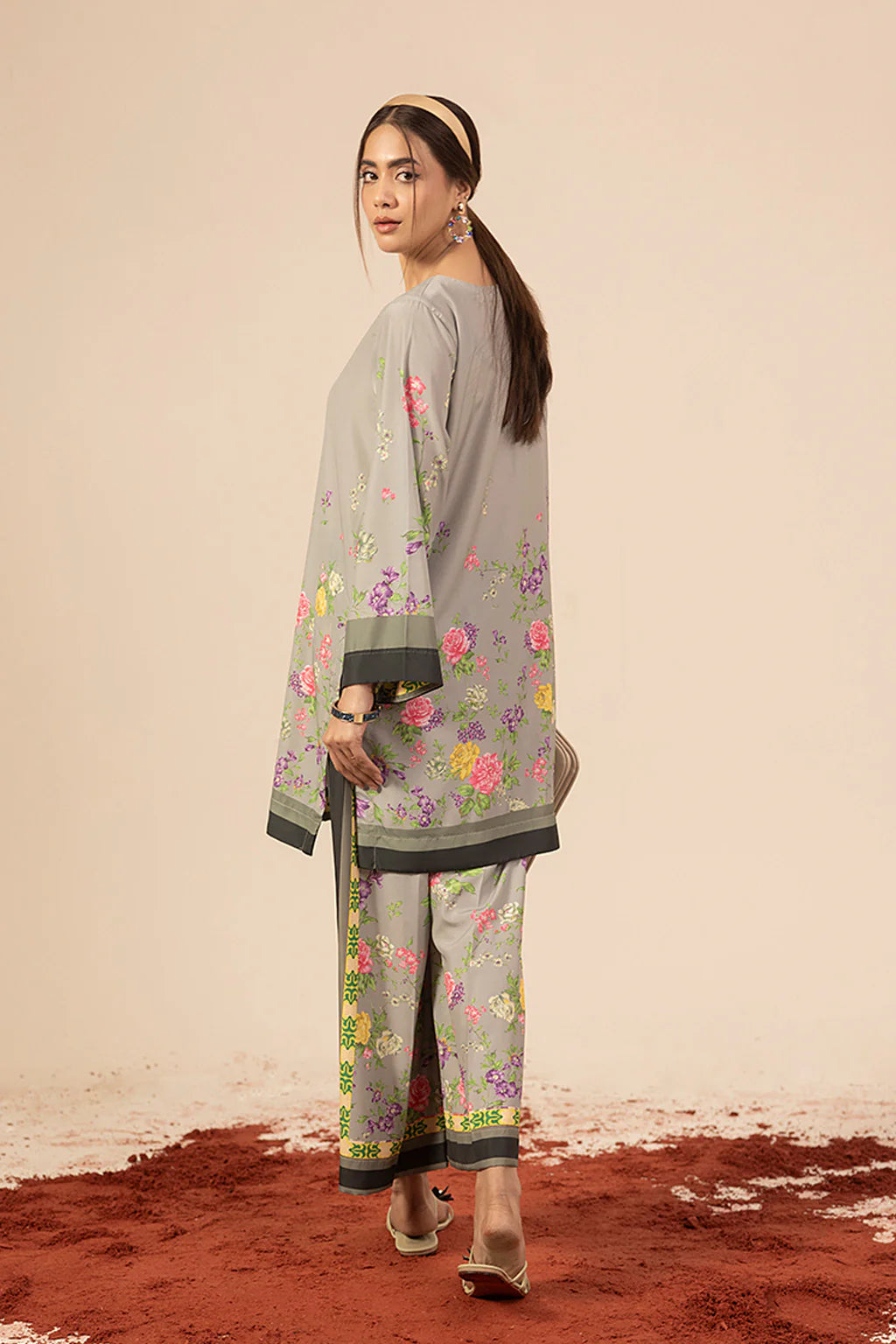 Zuri Official- Evania Grey printed 2 Pc