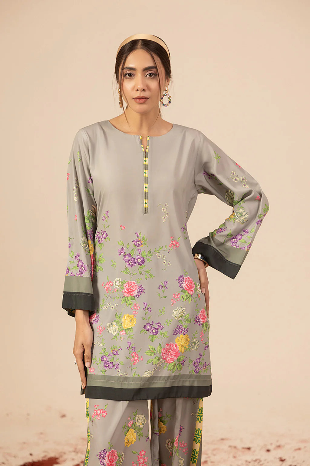 Zuri Official- Evania Grey printed 2 Pc