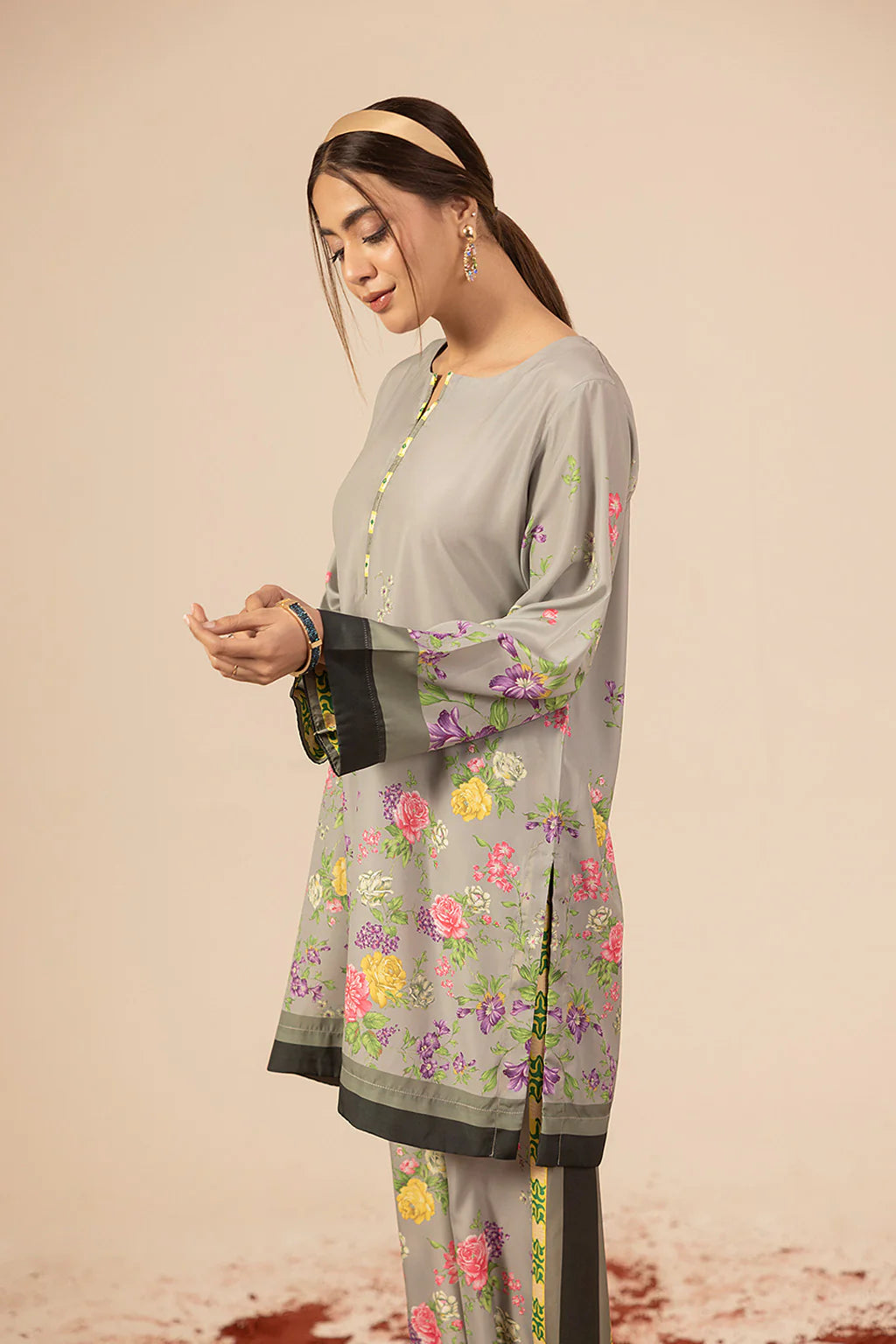 Zuri Official- Evania Grey printed 2 Pc