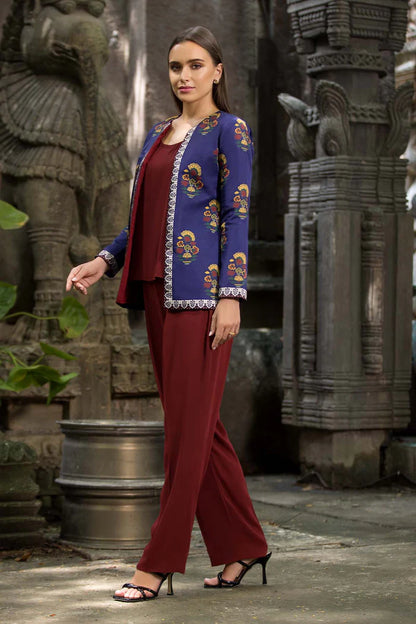 Anabelah- 3 Pc Printed Jacket suit