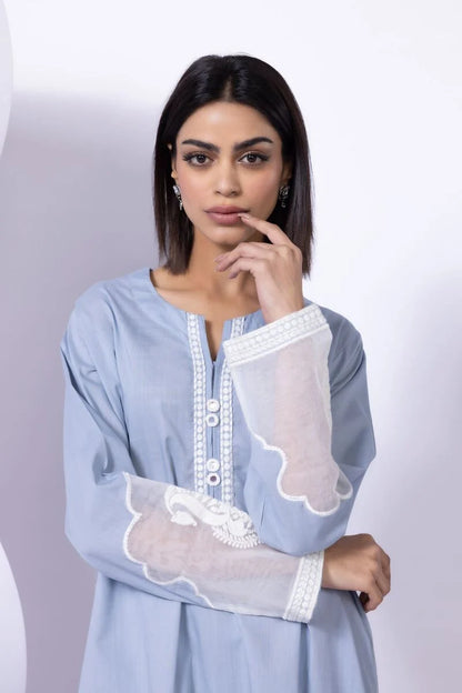 Khaadi- Embroidered | Crosshatch Poplin 2 Pc