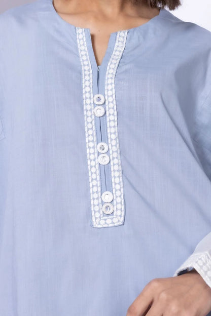 Khaadi- Embroidered | Crosshatch Poplin 2 Pc