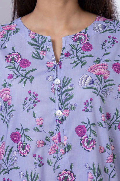 Khaadi- Purple Floral Kurta