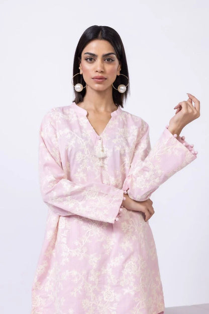 Khaadi- Printed Pink Cotton 2 Pc