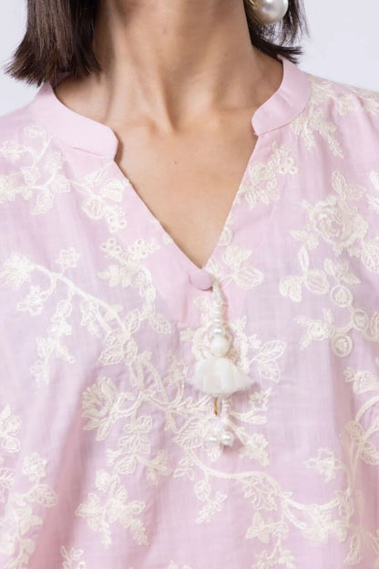 Khaadi- Printed Pink Cotton 2 Pc