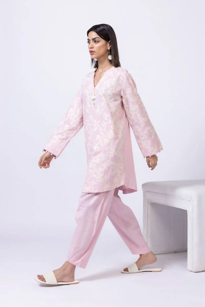 Khaadi- Printed Pink Cotton 2 Pc