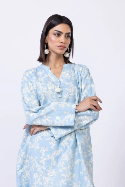 Khaadi- Crosshatch Poplin Blue 2 Pc
