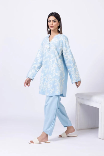 Khaadi- Crosshatch Poplin Blue 2 Pc