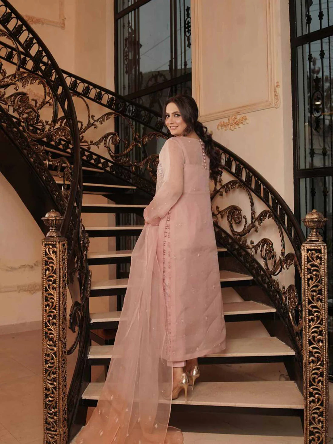 Sadia Faisal- Baby Pink Suit(4 Pc)