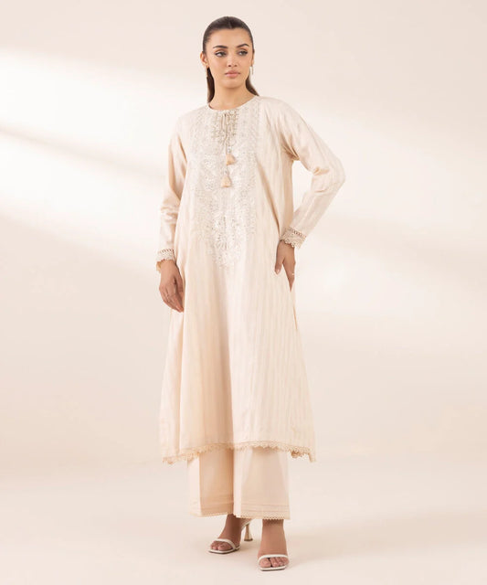 Sapphire- Embroidered White 2 PC