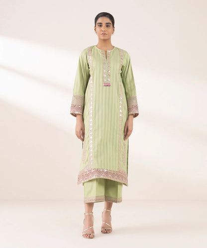 Sapphire- Embroidered Dobby Green 2PC