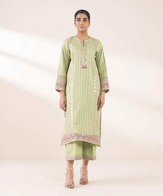 Sapphire- Embroidered Dobby Green 2PC