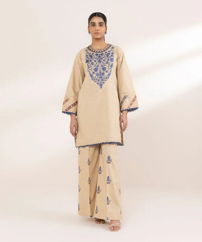 Sapphire- Embroidered Crosshatch 2 PC