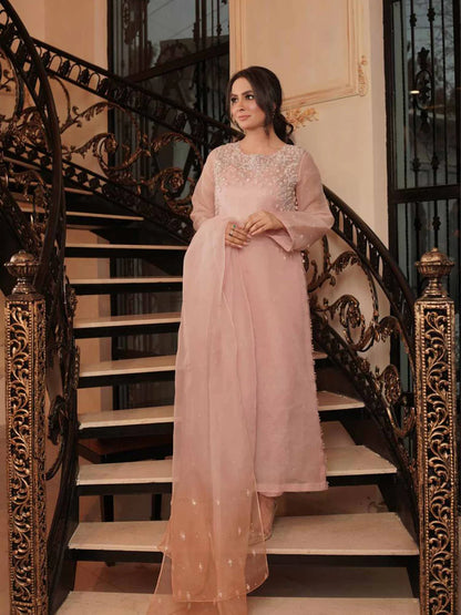 Sadia Faisal- Baby Pink Suit(4 Pc)