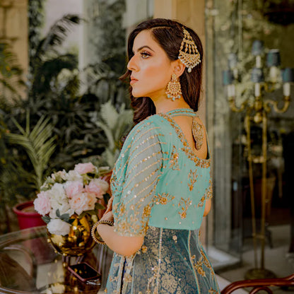 Jannat Tahir- Turquoise Pishwas