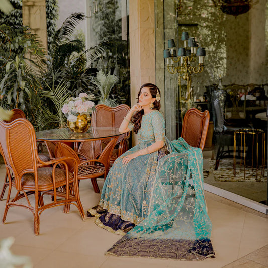 Jannat Tahir- Turquoise Pishwas
