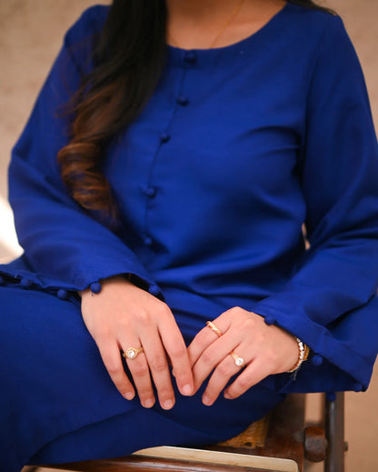 Zauk- 2PC Midnight blue Rawsilk