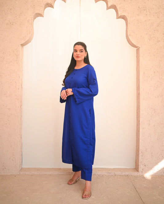 Zauk- 2PC Midnight blue Rawsilk