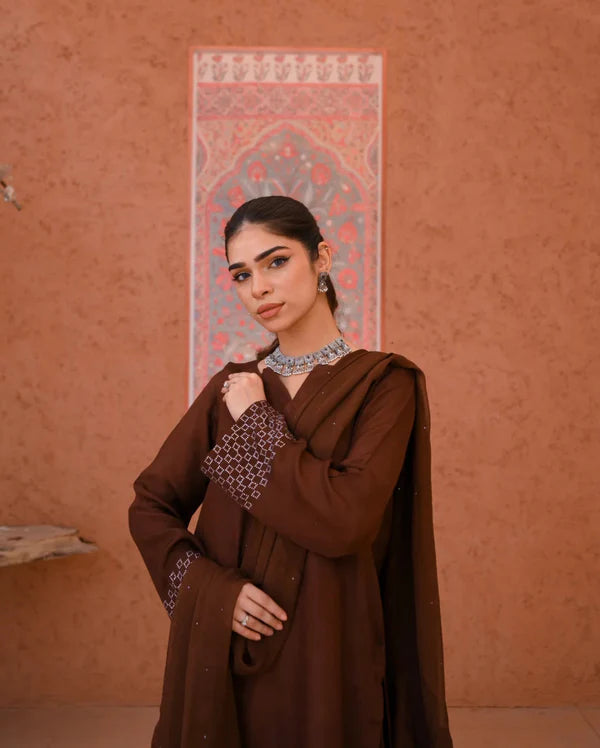 Zauk- Brown Farshi Shalwar Kameez