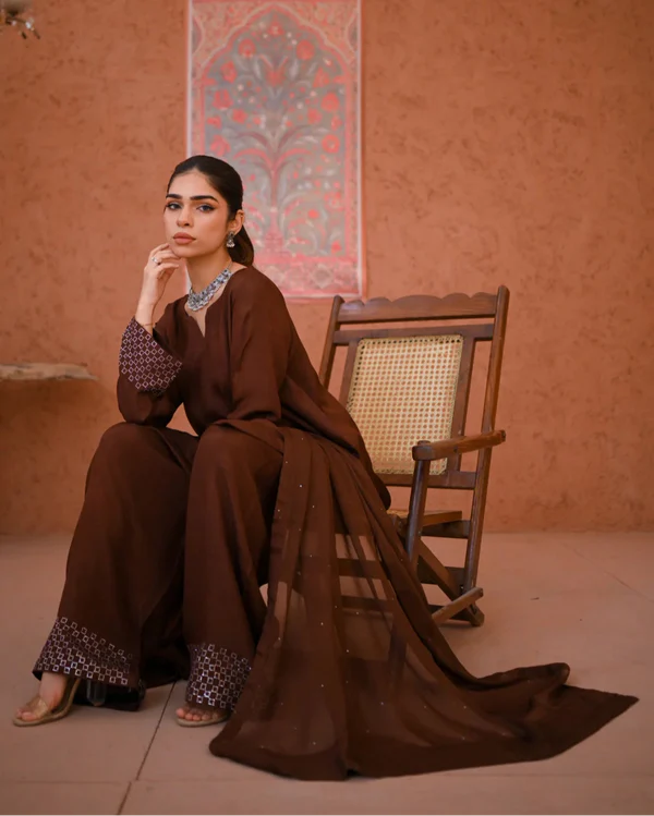 Zauk- Brown Farshi Shalwar Kameez
