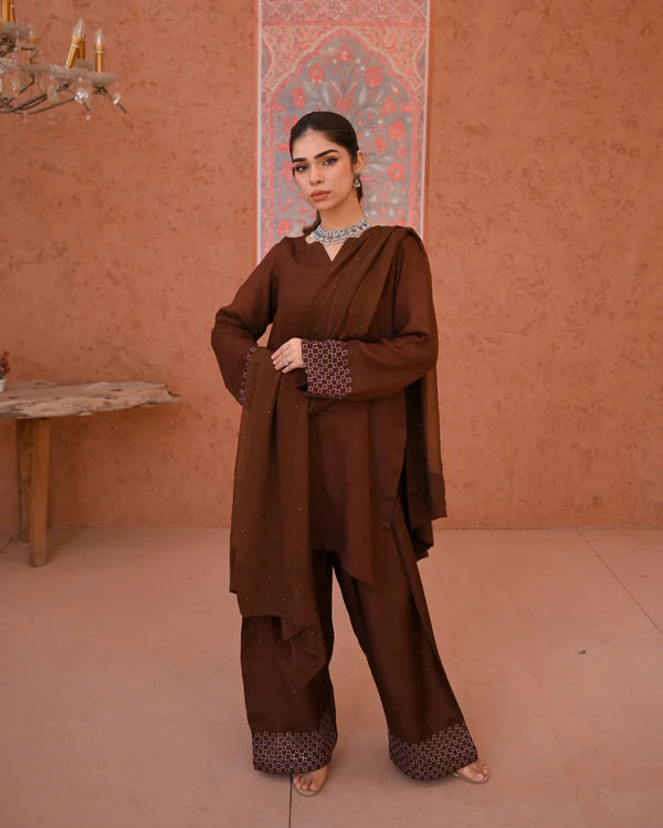 Zauk- Brown Farshi Shalwar Kameez
