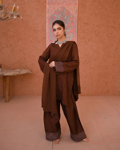 Zauk- Brown Farshi Shalwar Kameez