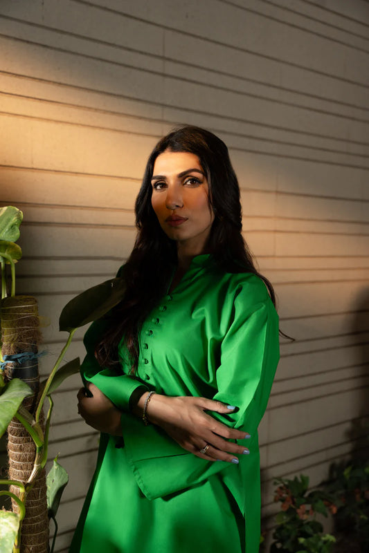 Jannat Tahir-  Green cotton suit