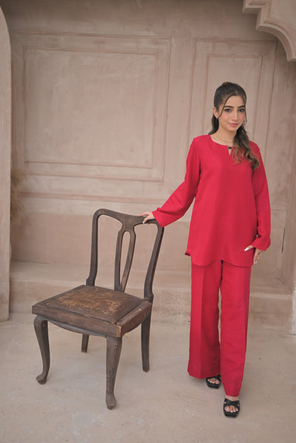 Zauk- 2PC Deep Pink Rawsilk