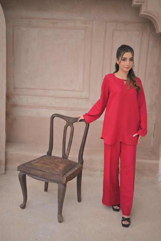 Zauk- 2PC Deep Pink Rawsilk