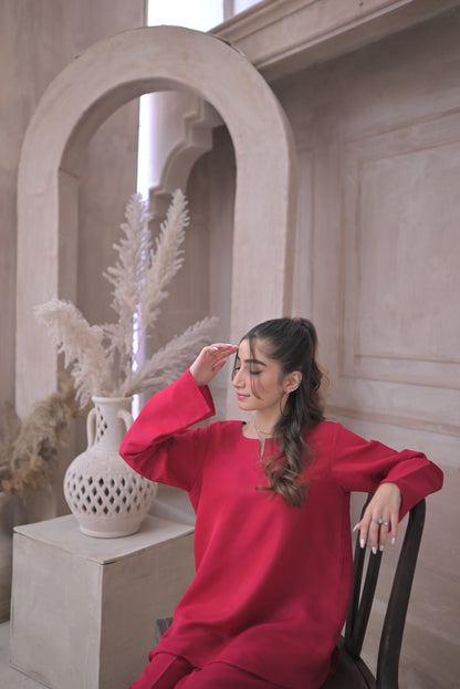 Zauk- 2PC Deep Pink Rawsilk