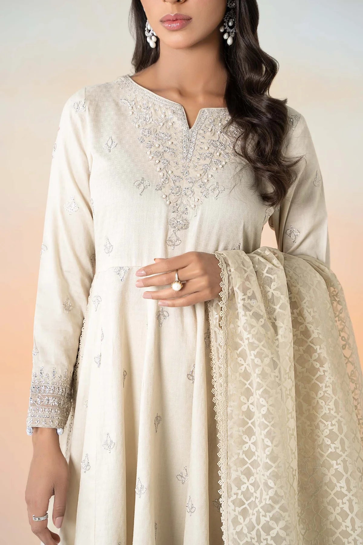 Maria.B- 3 Piece Embroidered Dobby Lawn Suit