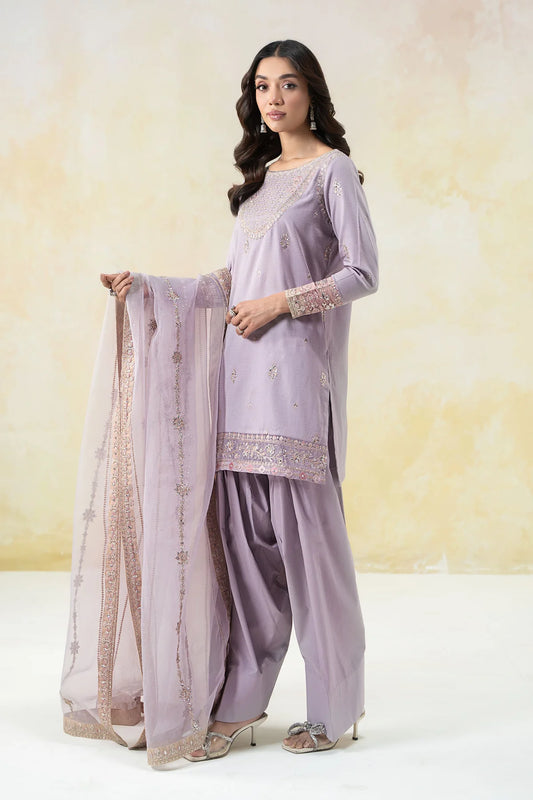 Maria.B- 3 Piece Embroidered Dobby Lawn Suit