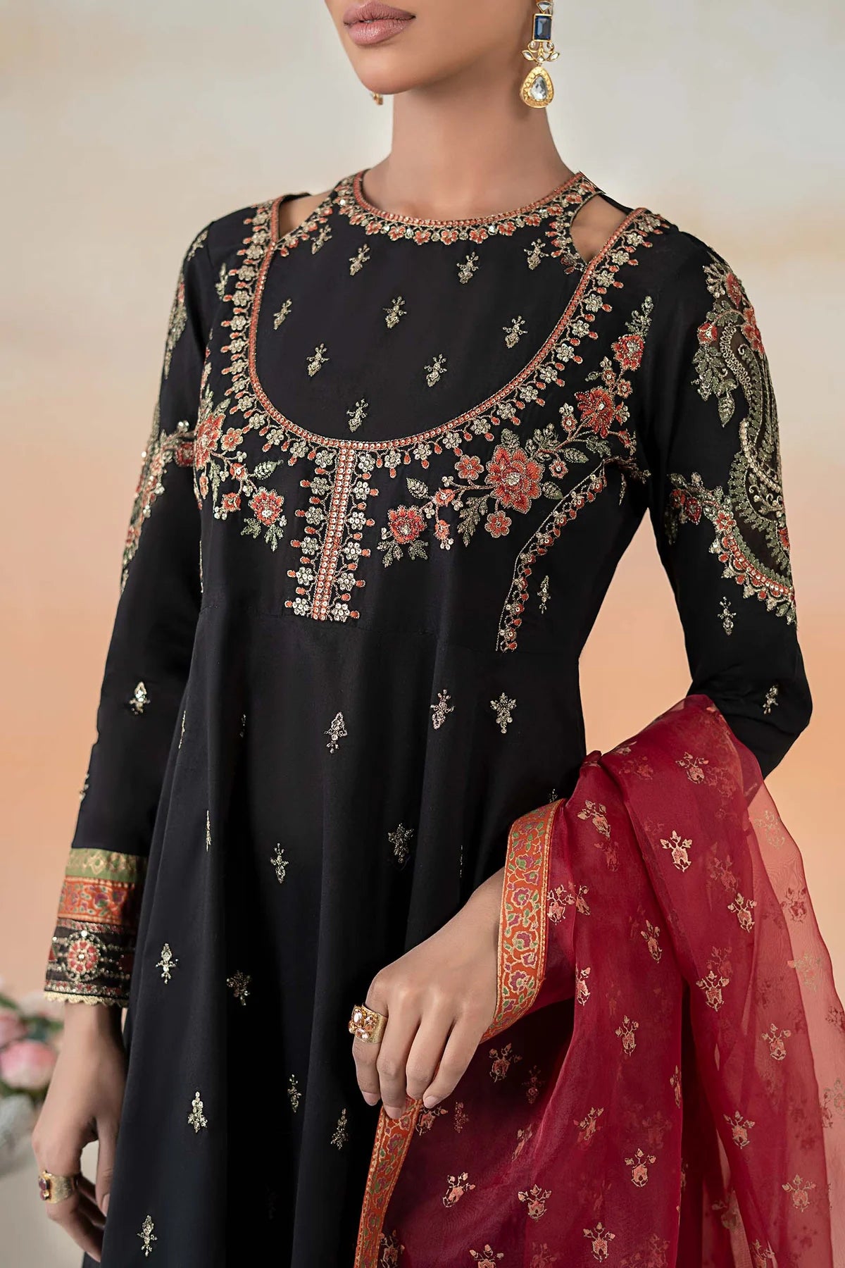 Maria. B- 3 Piece Embroidered Lawn Suit |