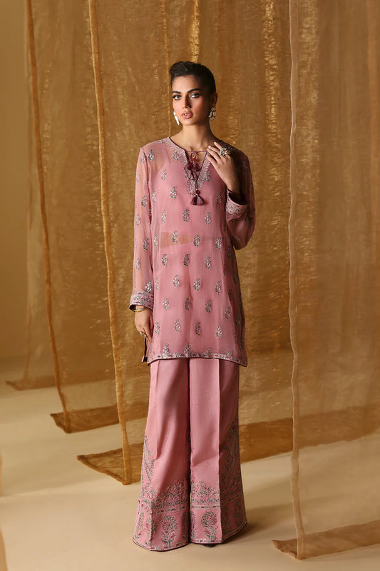 Ethnc- Pink Chiffon 3 PC