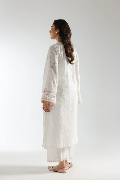 Ethnc- White & Pink Embroidered 2 Pc Suit
